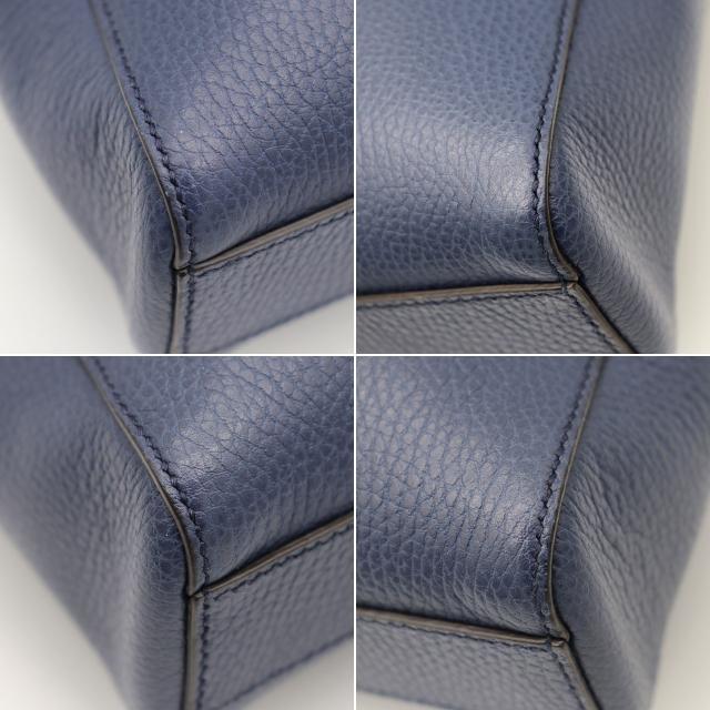 GUCCI（グッチ） ビジネスバッグ レザー ネイビー シルバー金具 387074