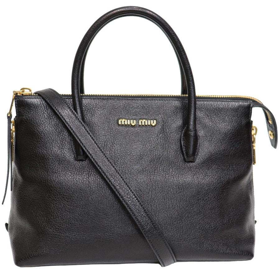 miu miu（ミュウミュウ） 【美品】MIUMIU 2wayトートバッグ 黒×レザー