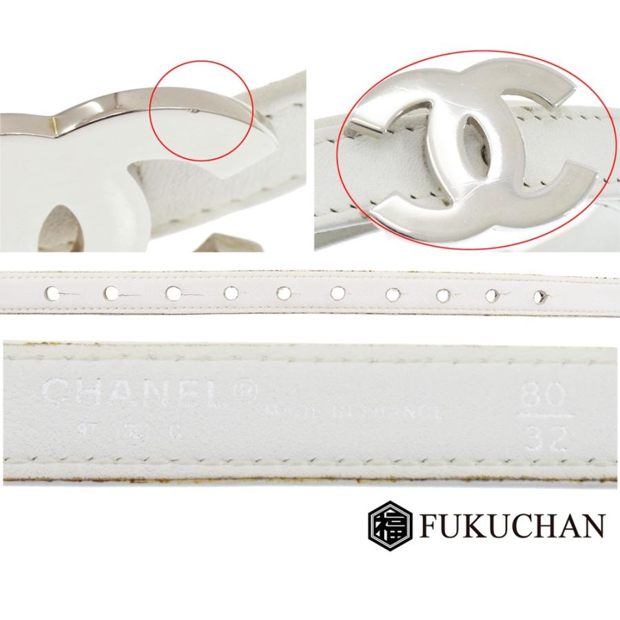 CHANEL（シャネル） ココマーク ベルト ホワイト× シルバー金具