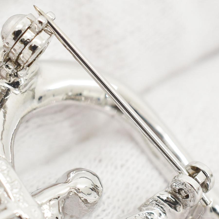クリスチャンディオール Christian Dior ブローチ ロゴ ラインストーン