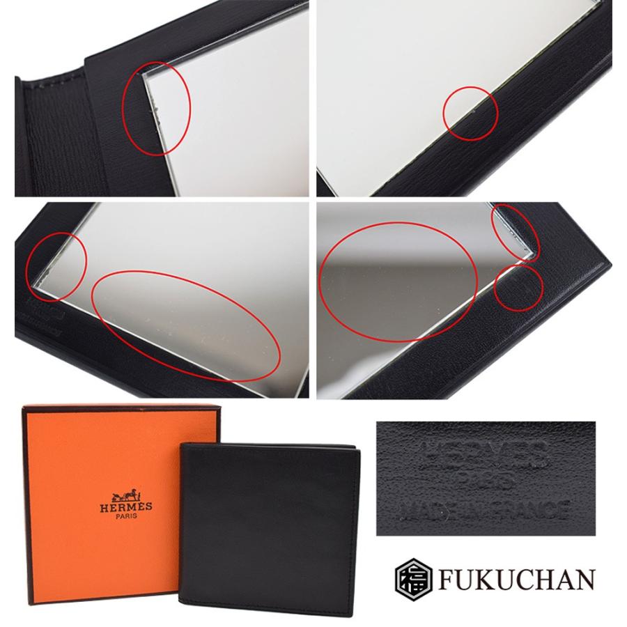 HERMES/エルメス 二つ折りコンパクトミラー ボックスカーフ×ブラック