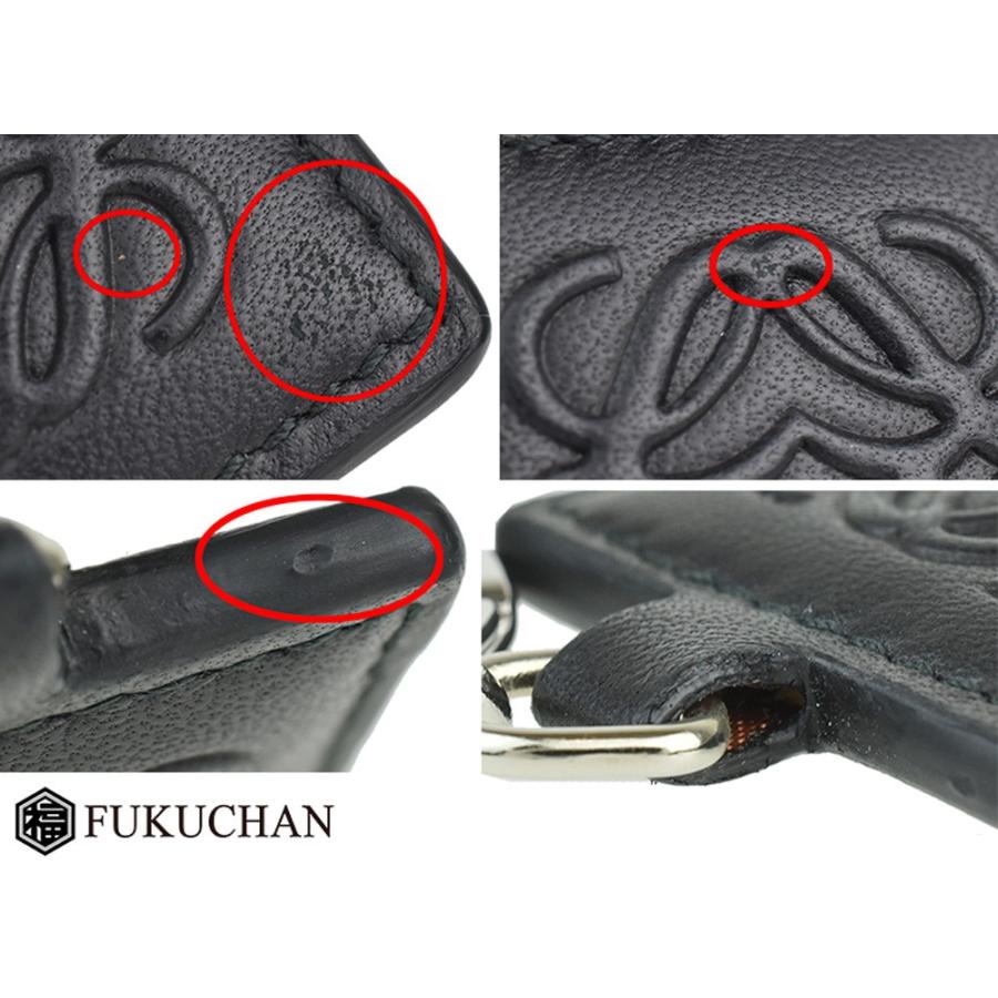 LOEWE/ロエベ レザー キーホルダー/キーリング ブラック×シルバー金具