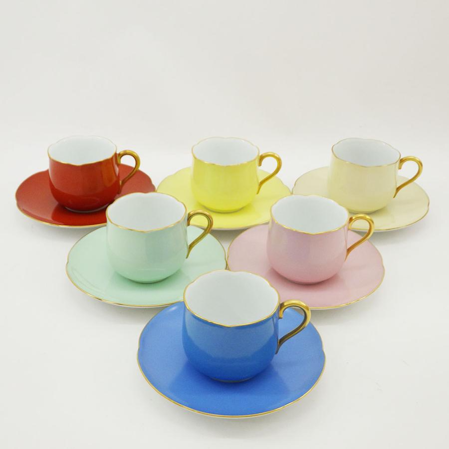 大倉陶園 色蒔き デミタスカップ＆ソーサー 6色 計6客 箱付き 食器