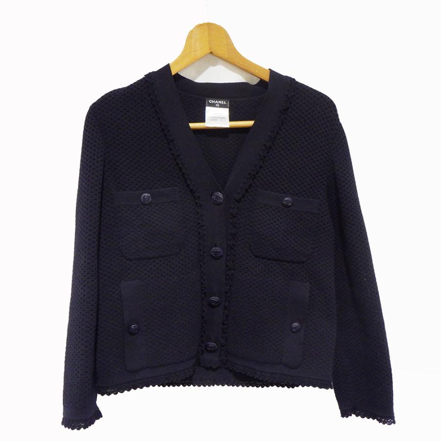CHANEL（シャネル） カーディガン 36 ネイビー ココマークボタン
