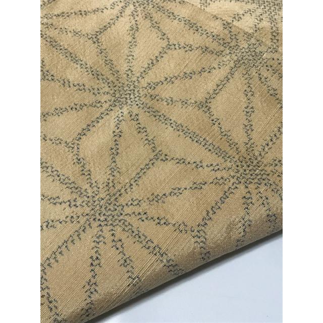 中古 Mサイズ 正絹 紬 生成り地に麻の葉文様 袷着物 : リサイクル