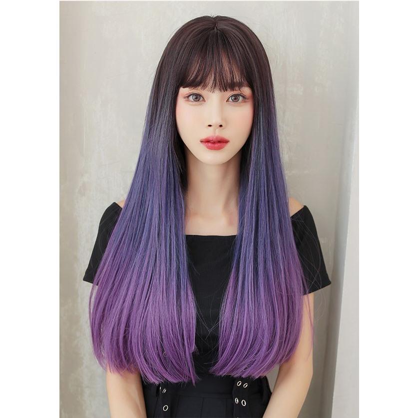 ウィッグ パープル ロングウィッグ レディース フルウィッグ