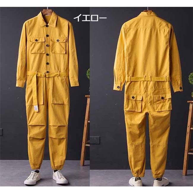 つなぎ ツナギ 綿 長袖 オーバーオール おしゃれ ヒップホップ