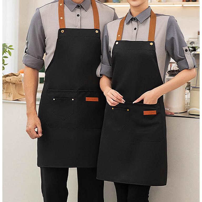 防水エプロン 撥水 前掛け 肩紐長さ調節可 複数ポケット付き 水を