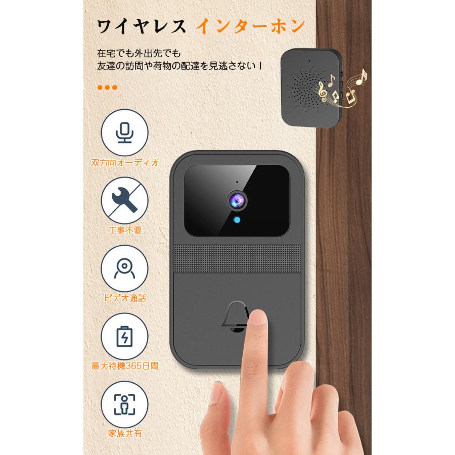 インターホン ワイヤレス 工事不要 カメラ付き ドアホン 通話 スマホ
