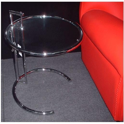 サイドテーブル アイリーングレイ ガラステーブル イタリア製 スチール