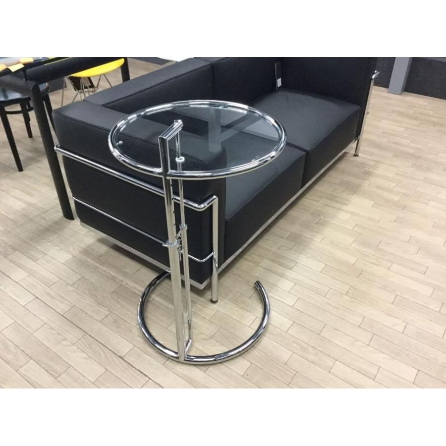 サイドテーブル アイリーングレイ ガラステーブル イタリア製 スチール