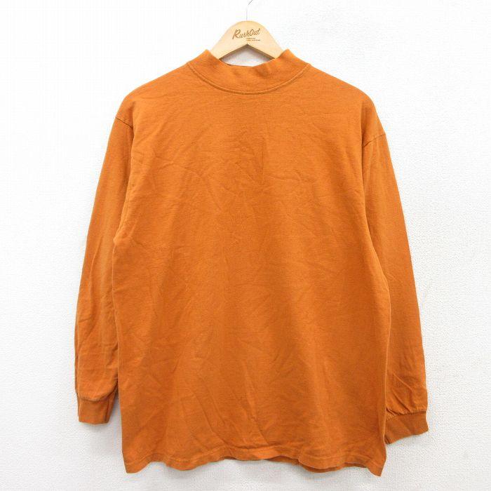 XL/古着 長袖 ビンテージ Tシャツ メンズ 90s 無地 コットン モック