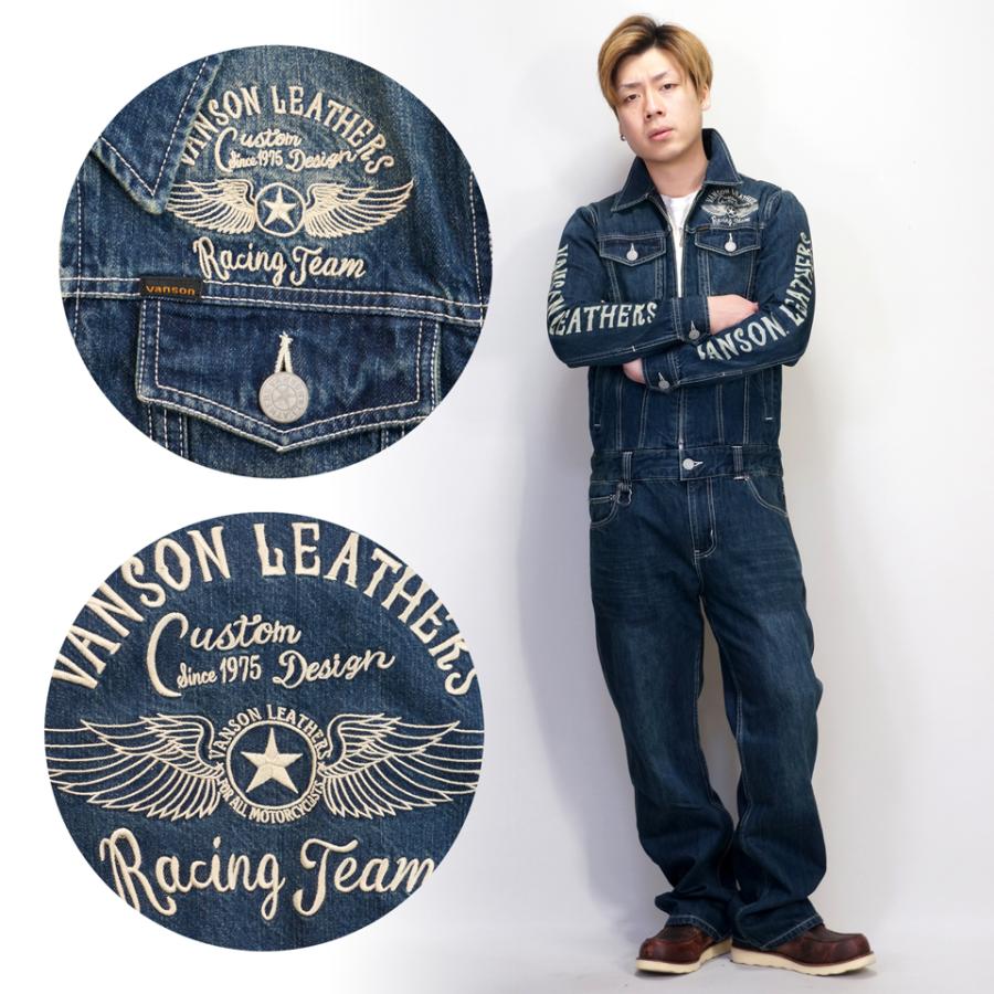 VANSON（バンソン） フライングスター刺繍 つなぎ オールインワン