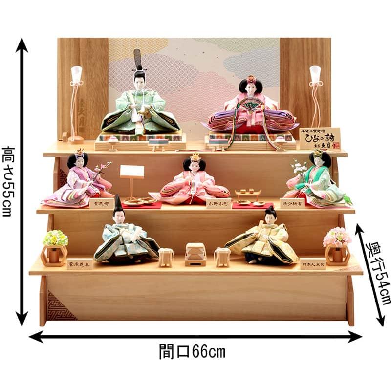 雛人形 久月 ひな人形 三段飾り 七人飾り 雛の詩 平安三賢女 歌人付