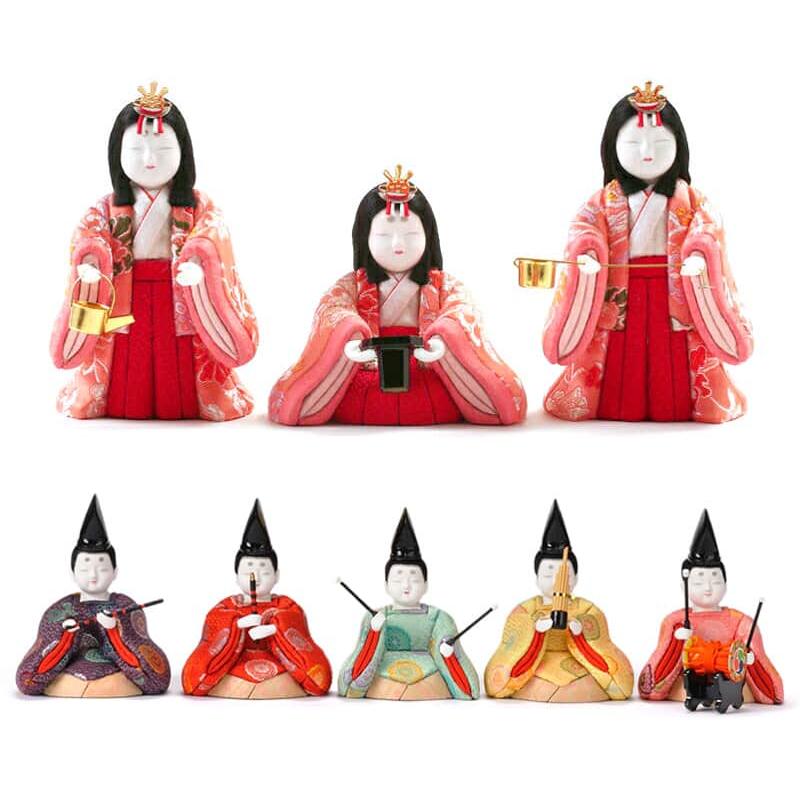 雛人形 真多呂 コンパクト ひな人形 雛 木目込人形飾り 三段飾り 十人