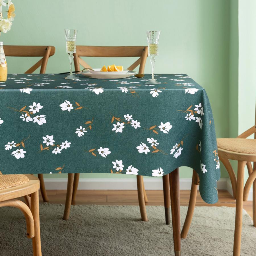 テブルクロス 濃い緑花 140*140汚れ防止 ビニール 撥水 撥油 おしゃれ