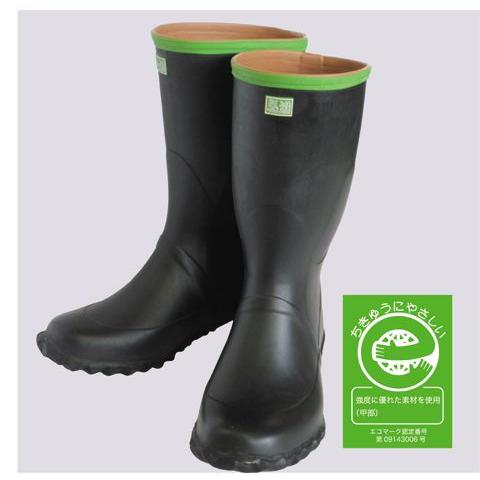 長靴 実用半長F型 黒 紳士 メンズ ラバーブーツ ゴム長 裏布なし エコ