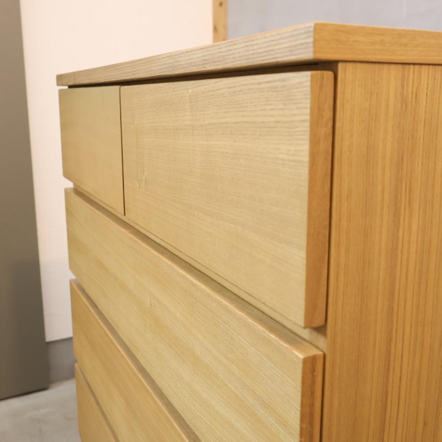 無印良品（MUJI） タモ材 木製 チェスト 6段 ワイド ナチュラル