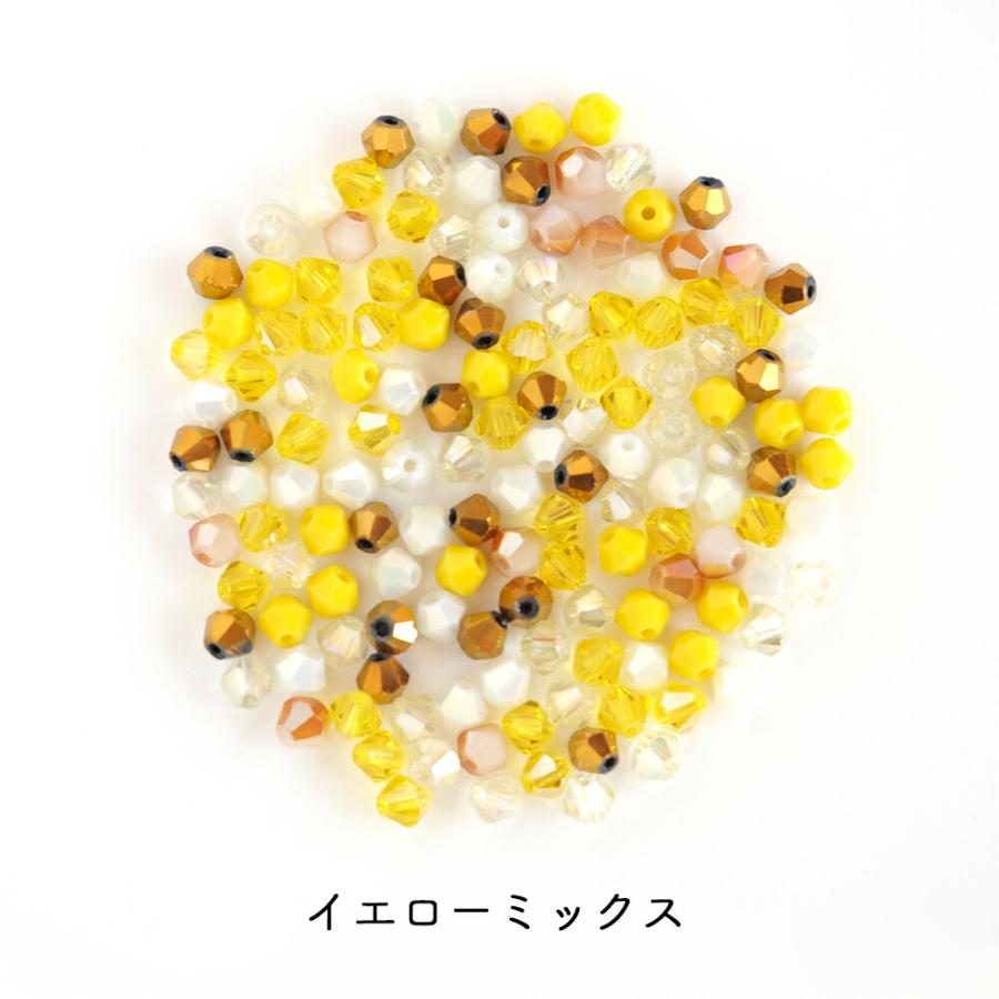 カットガラスビーズ ソロバンカット 4mm 10g 約130個 カラーミックス