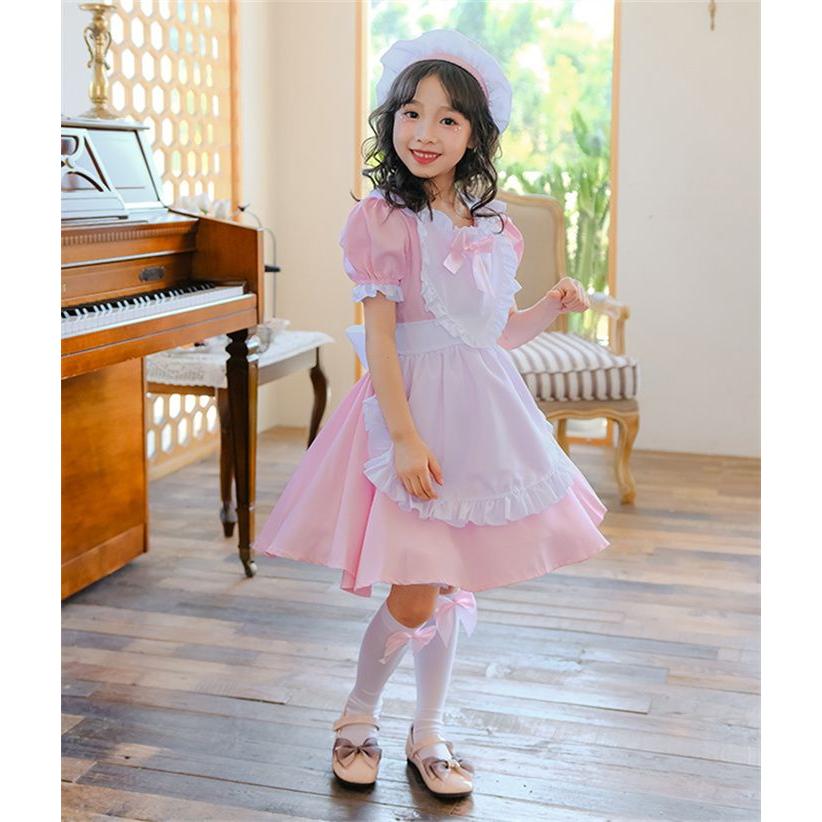 メイド服 キッズ コスプレ メイド ワンピース 衣装 子供用 女の子 仮装