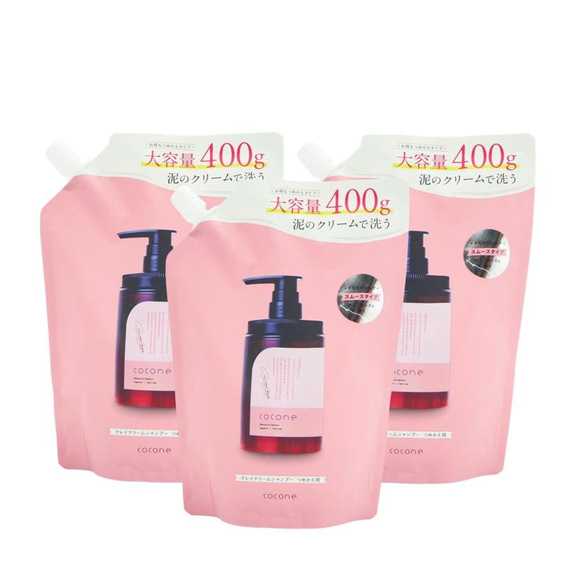 cocone ココネ クレイクリームシャンプー 詰め替え 3袋 ピンク