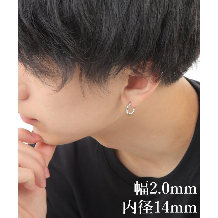 シルバー925 フープ ピアス 幅2mm 両耳用 レディース メンズ 12mm 14mm
