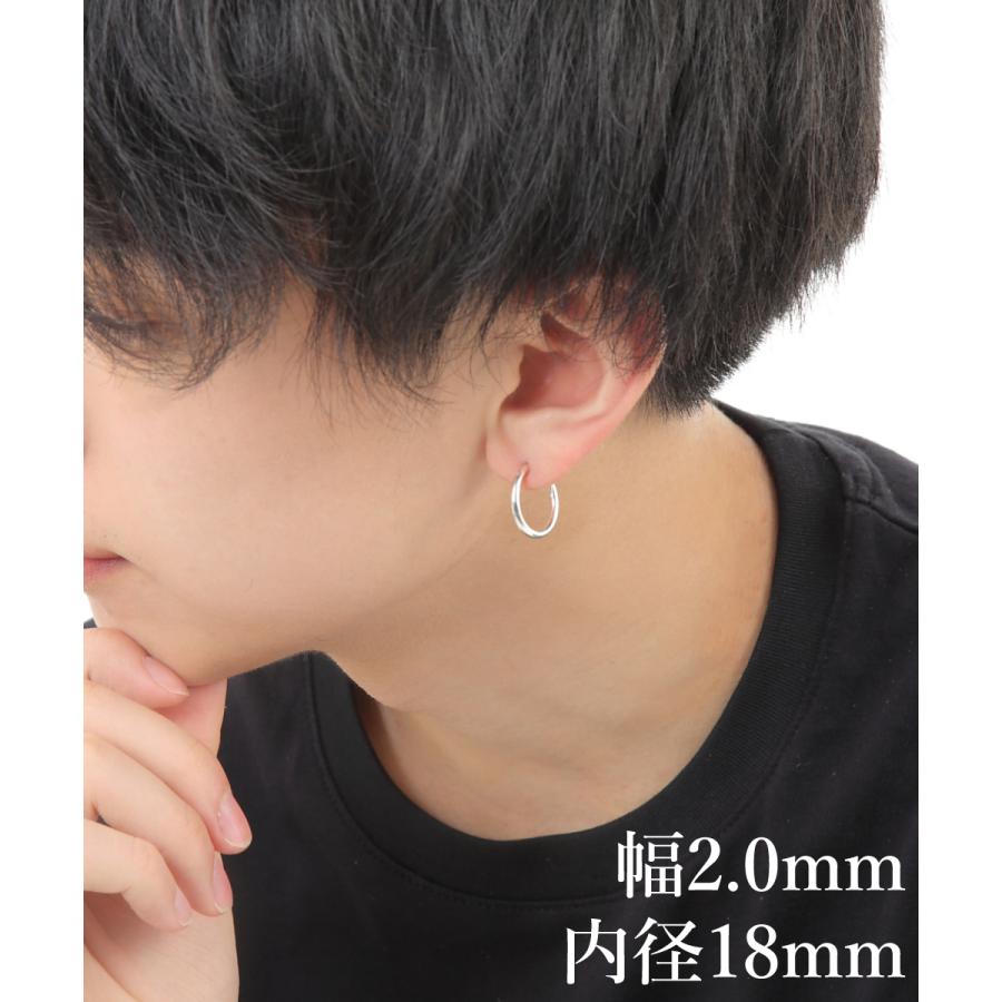 シルバー925 フープ ピアス 幅2mm 両耳用 レディース メンズ 12mm 14mm