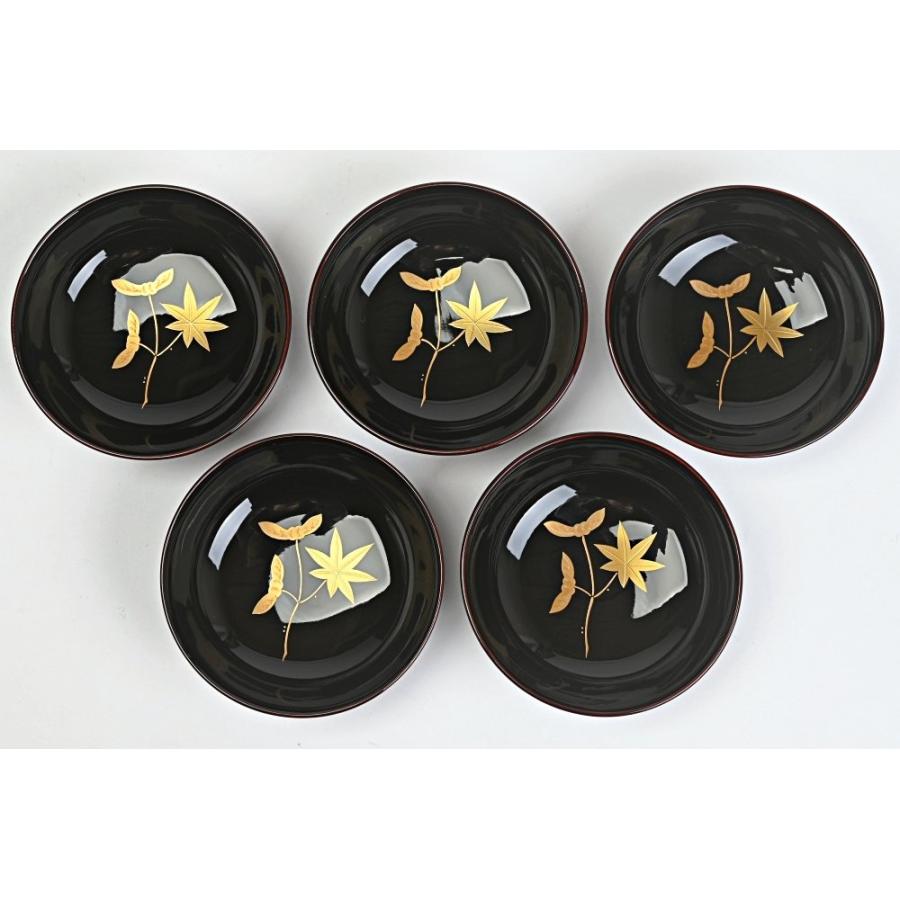 勝雲作 輪島塗 紅葉蒔絵 秋 吸物椀 五客 平野優雅堂 極上本堅地製造