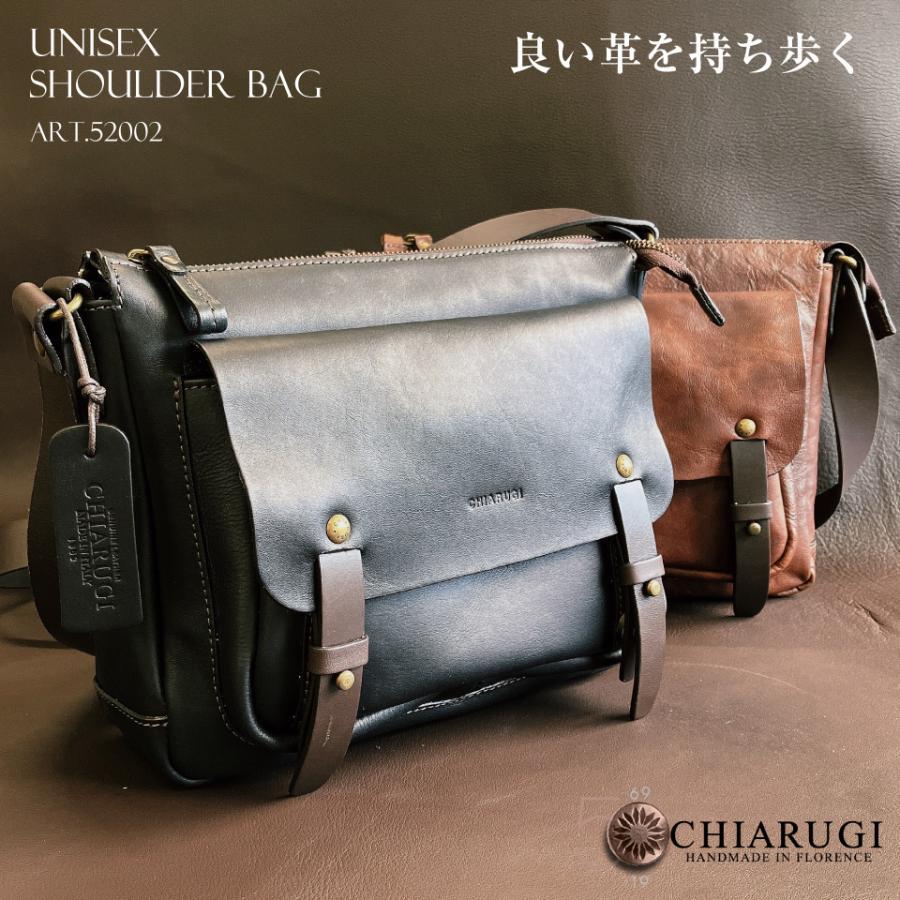イタリア製 本革 牛革 ベジタブルタンニン ショルダーバッグ ユニ