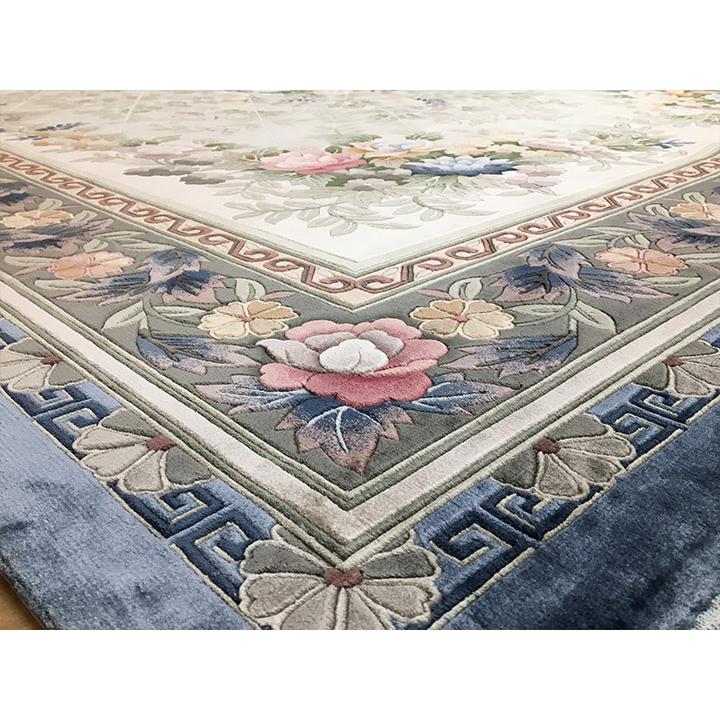 アクセント ラグ 絨毯 カーペット シルク 中国段通 約3畳 約168×244cm