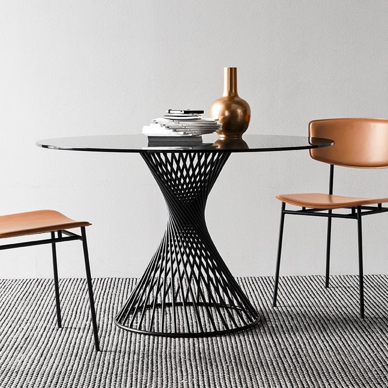 calligaris（カリガリス） オシャレ ガラス丸ダイニングテーブル 組立