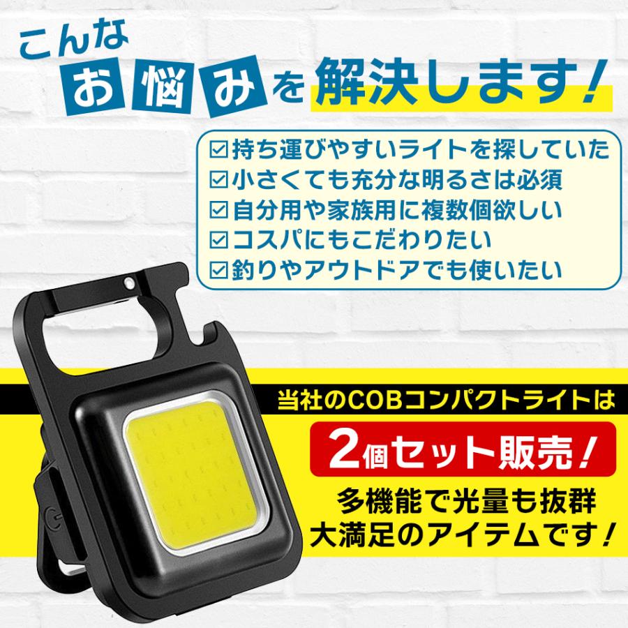 2個セット COB LED ライト 懐中電灯 コンパクトライト 投光器 ミニ