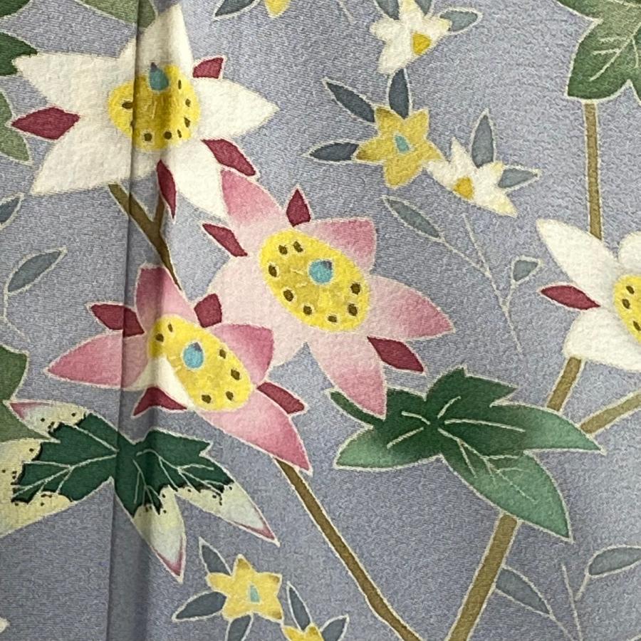 訪問着 身丈156.5cm 裄丈64cm M 袷 藤村建雄 落款あり 枝花 ぼかし