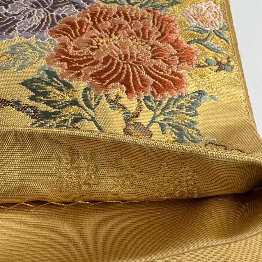 美品 袋帯 名品 長嶋成織物 落款あり 関西仕立て 姫 御所車 金糸 箔