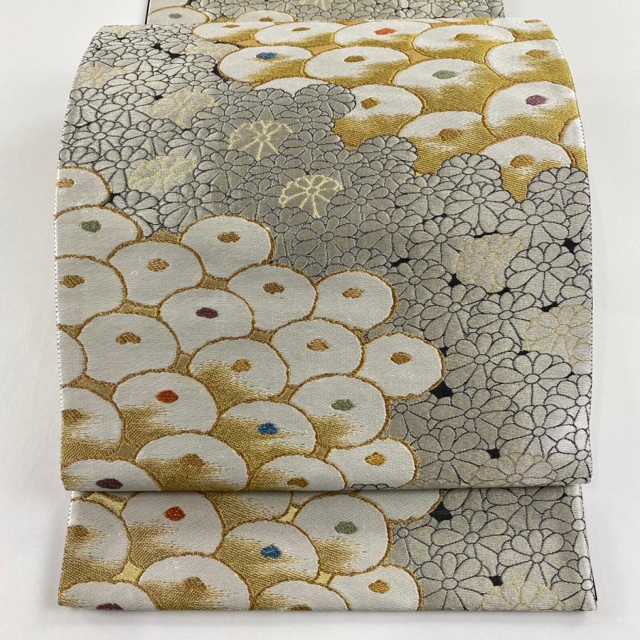 正絹 六通袋帯 菊 金銀糸 FN12116k 着物 正絹 袋帯 六通柄 宝尽くし