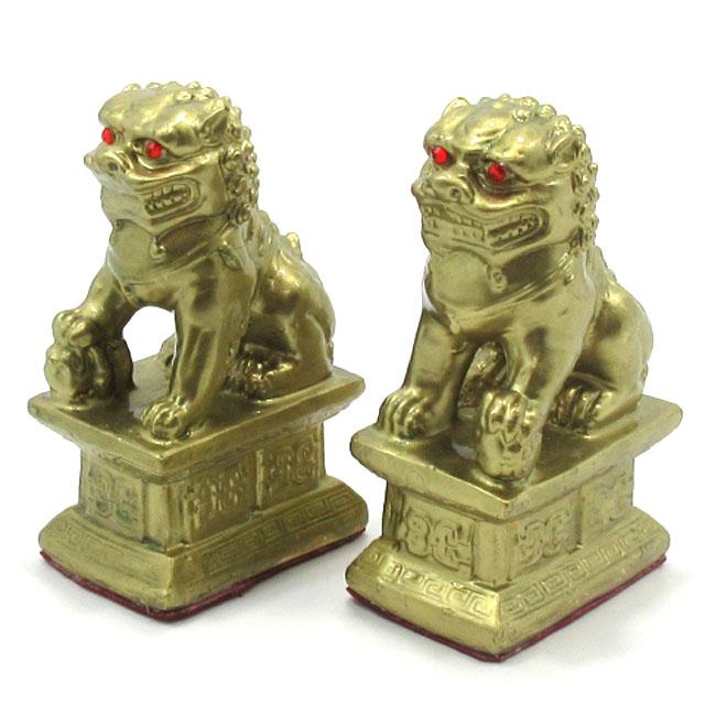 風水 獅子 銅製 置物 獅子の置物 狛犬 赤目獅子 シーサー しし 対 雌雄