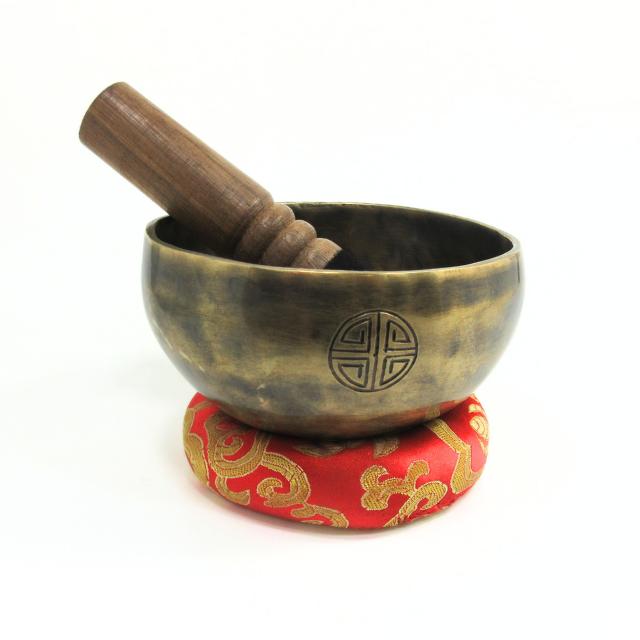 シンギングボウル 7メタル 約11.5cm 満月文様 手打ち 音浄化 ヨガ 瞑想