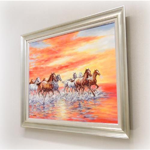 絵画 油絵 駆ける F20号 （鈴木満雄） 【肉筆】【油絵】【静物・動物画