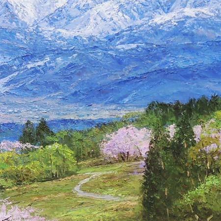 絵画 油絵 立山連峰眺望 （小川久雄） 【海・山】【肉筆】【油絵