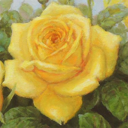 絵画 油絵 ばら（黄色いバラ） （岡島哲夫） 【肉筆】【油絵】【花