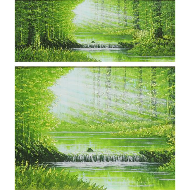 絵画 油絵 陽光 (横山守) 【肉筆】【油絵】【日本の風景】【横長