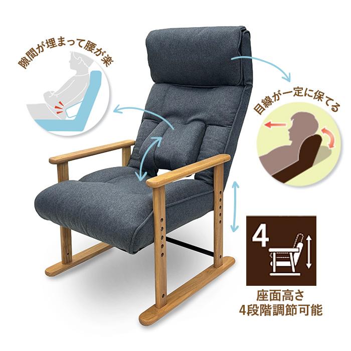 明光ホームテック 高座椅子 RKHZ-ボンド BGY TVが見やすい腰楽高座椅子