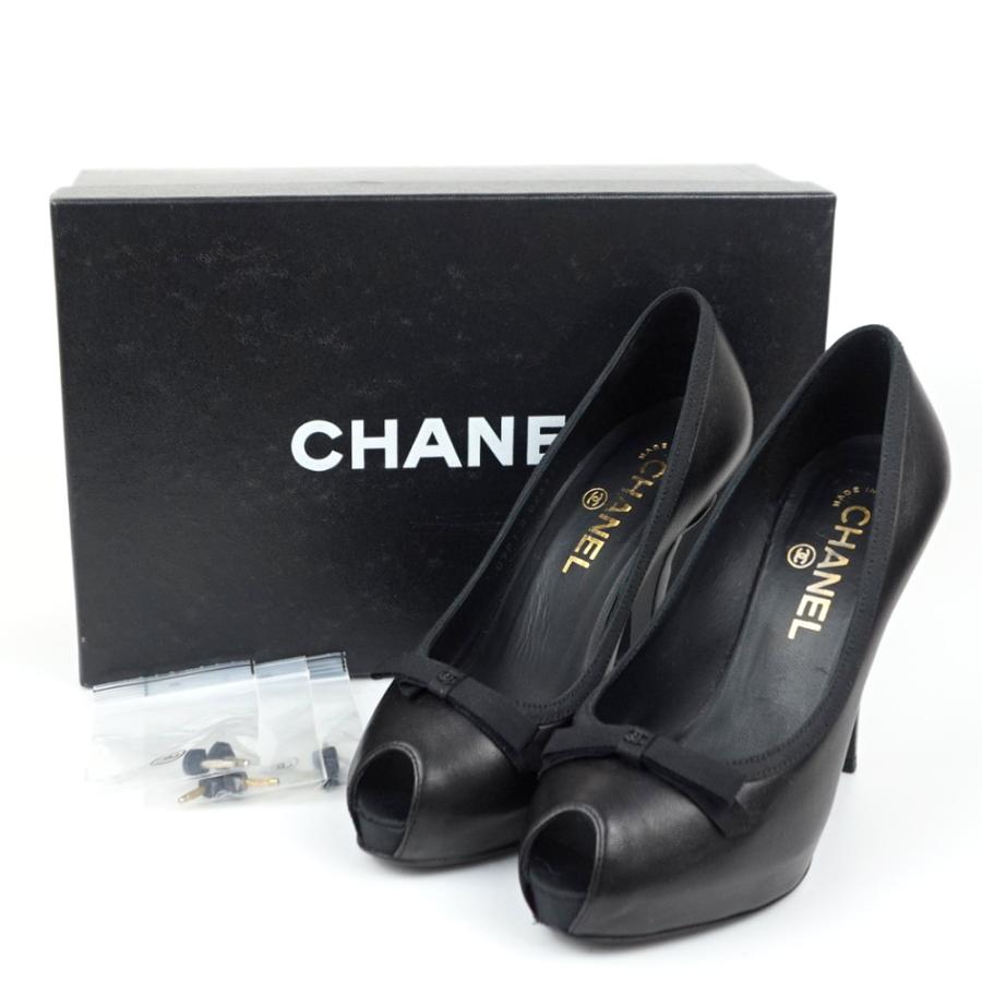 CHANEL（シャネル） オープントゥパンプス ブラック 黒 サイズ表記35 1