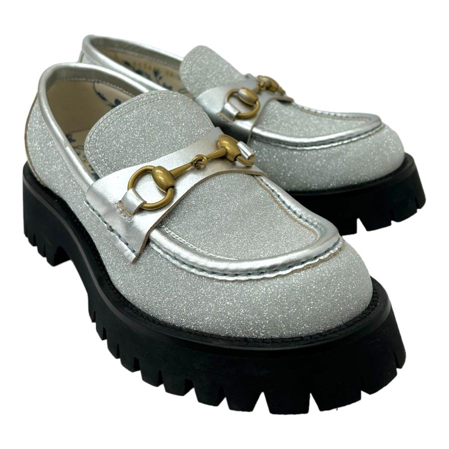 GUCCI（グッチ） ホースビットローファー Bee ラメ シルバー系