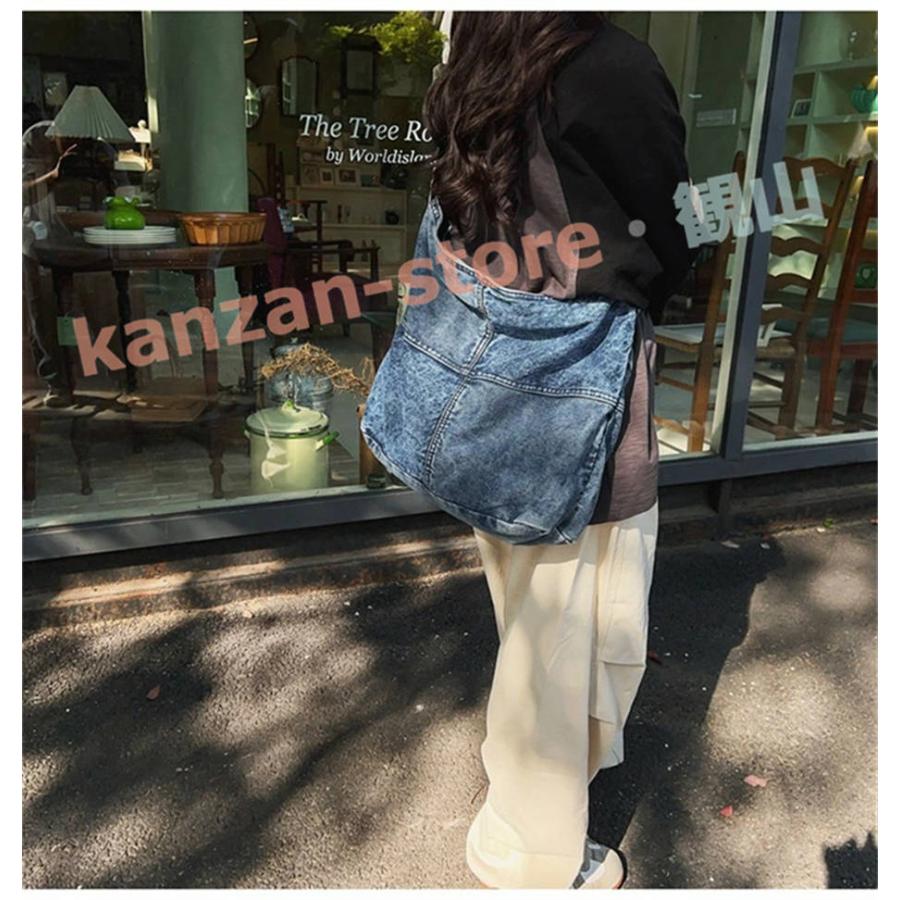 デニムショルダーバッグ ボディバッグ レディース メンズ 大きめ