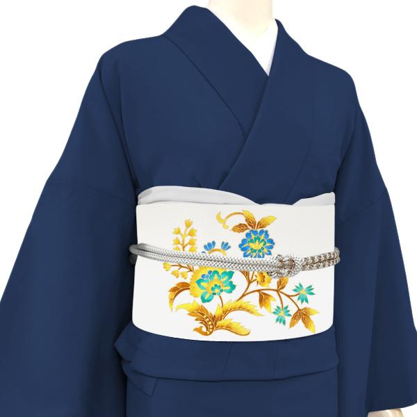 20%OFFセール 塩瀬名古屋帯 ライトグレー 仕立て付き 正絹 染め帯 唐