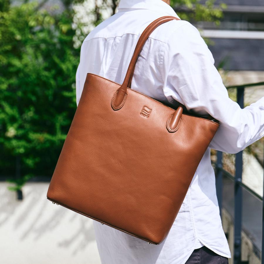 Republiq 縦長 ダークブラウン トートバック 革 ビジネス Republiq