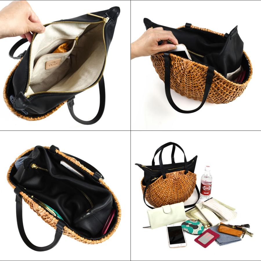 ショルダーバッグ かごバッグ ラタン バスケット 牛革 本革 ikot 籐
