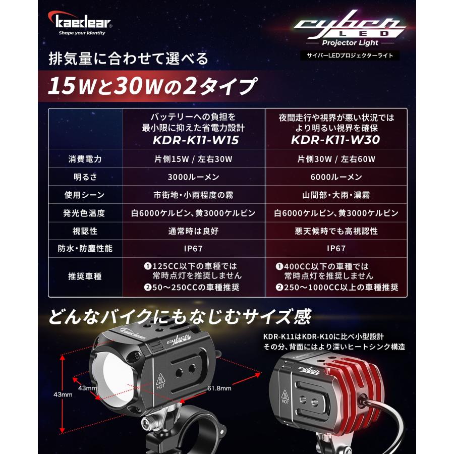 Kaedear（カエディア） 【 爆光 フォグ 】 バイク フォグランプ LED