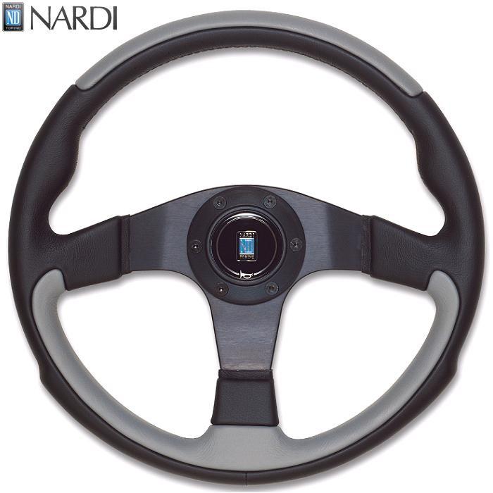 NARDI ナルディ N802 BK/グレーレザー&BKスポーク ステアリング 径